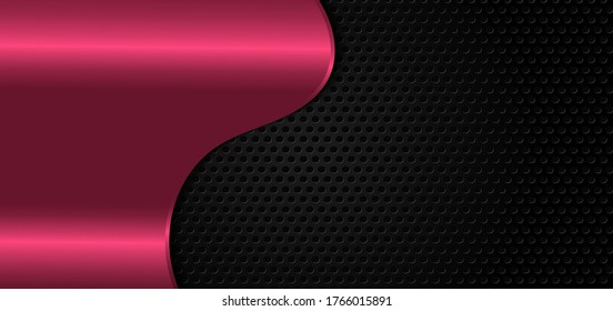 Abstrakte Vorlage rosafarbene Welle auf schwarzem Hintergrund. Vektorgrafik 