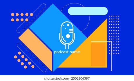 PLANTILLA Abstractas PODCAST VECTOR DE FONDO DE COLOR AZUL PLANO. BUENO PARA EL DISEÑO DE PORTADAS, ANUNCIO, WEB, REDES SOCIALES