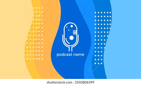 ABSTRACT TEMPLATE PODCAST FLAT BLUE COLOR BACKGROUND VECTOR. GOOD FOR COVER DESIGN, BANNER, WEB,SOCIAL MEDIA