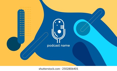 PLANTILLA Abstractas PODCAST VECTOR DE FONDO DE COLOR AZUL PLANO. BUENO PARA EL DISEÑO DE PORTADAS, ANUNCIO, WEB, REDES SOCIALES