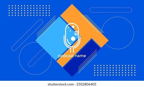 ABSTRACT TEMPLATE PODCAST FLAT BLUE COLOR BACKGROUND VECTOR. GOOD FOR COVER DESIGN, BANNER, WEB,SOCIAL MEDIA