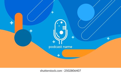 ABSTRACT TEMPLATE PODCAST FLAT BLUE COLOR BACKGROUND VECTOR. GOOD FOR COVER DESIGN, BANNER, WEB,SOCIAL MEDIA