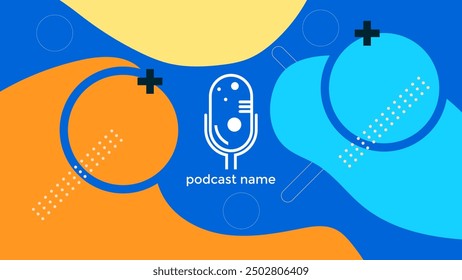 PLANTILLA Abstractas PODCAST VECTOR DE FONDO DE COLOR AZUL PLANO. BUENO PARA EL DISEÑO DE PORTADAS, ANUNCIO, WEB, REDES SOCIALES