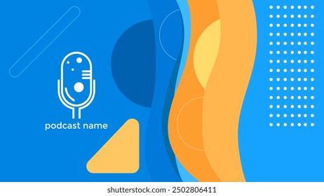 ABSTRACT TEMPLATE PODCAST FLAT BLUE COLOR BACKGROUND VECTOR. GOOD FOR COVER DESIGN, BANNER, WEB,SOCIAL MEDIA