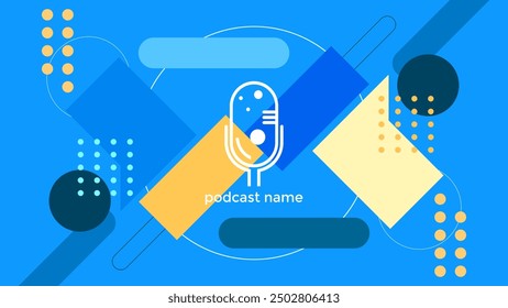 ABSTRACT TEMPLATE PODCAST FLAT BLUE COLOR BACKGROUND VECTOR. GOOD FOR COVER DESIGN, BANNER, WEB,SOCIAL MEDIA