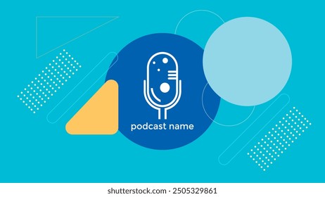 ABSTRACT TEMPLATE PODCAST FLAT BLUE COLOR BACKGROUND VECTOR. GOOD FOR COVER DESIGN, BANNER, WEB,SOCIAL MEDIA