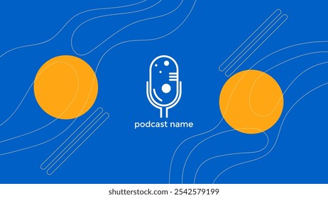 ABSTRACT TEMPLATE PODCAST FLAT BLUE COLOR BACKGROUND VECTOR. GOOD FOR COVER DESIGN, BANNER, WEB,SOCIAL MEDIA