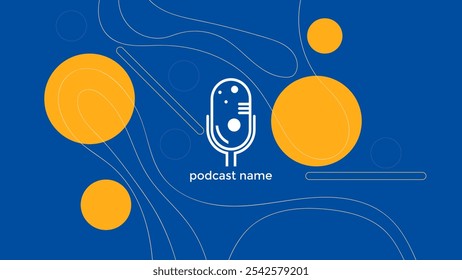 ABSTRACT TEMPLATE PODCAST FLAT BLUE COLOR BACKGROUND VECTOR. GOOD FOR COVER DESIGN, BANNER, WEB,SOCIAL MEDIA