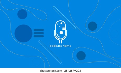 PLANTILLA Abstractas PODCAST VECTOR DE FONDO DE COLOR AZUL PLANO. BUENO PARA EL DISEÑO DE PORTADAS, ANUNCIO, WEB, REDES SOCIALES
