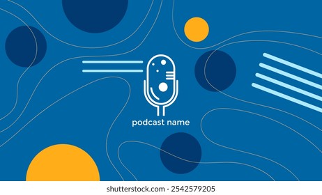 ABSTRACT TEMPLATE PODCAST FLAT BLUE COLOR BACKGROUND VECTOR. GOOD FOR COVER DESIGN, BANNER, WEB,SOCIAL MEDIA