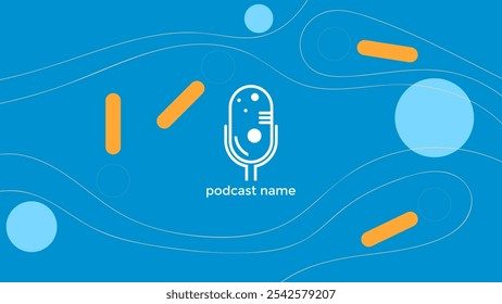 PLANTILLA Abstractas PODCAST VECTOR DE FONDO DE COLOR AZUL PLANO. BUENO PARA EL DISEÑO DE PORTADAS, ANUNCIO, WEB, REDES SOCIALES