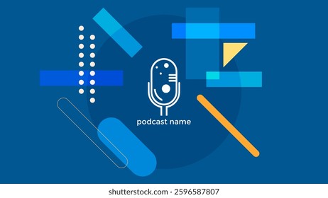 ABSTRACT TEMPLATE PODCAST FLAT BLUE COLOR BACKGROUND VECTOR. GOOD FOR COVER DESIGN, BANNER, WEB,SOCIAL MEDIA