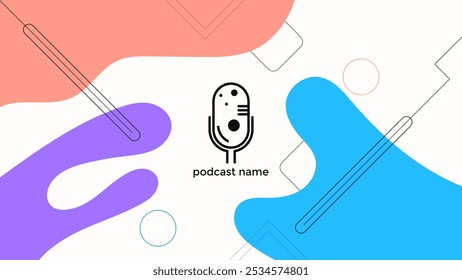 ABSTRACT TEMPLATE PODCAST FLAT COLOR BACKGROUND WITH HAND DRAWN SHAPES DESIGN VECTOR. GOOD FOR COVER DESIGN, BANNER, WEB,SOCIAL MEDIA