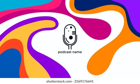 ABSTRACT TEMPLATE PODCAST FLAT COLOR BACKGROUND WITH HAND DRAWN SHAPES DESIGN VECTOR. GOOD FOR COVER DESIGN, BANNER, WEB,SOCIAL MEDIA