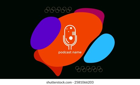 ABSTRACT TEMPLATE PODCAST FLAT COLOR DARK BACKGROUND WITH HAND DRAWN SHAPES DESIGN VECTOR. GOOD FOR COVER DESIGN, BANNER, WEB,SOCIAL MEDIA