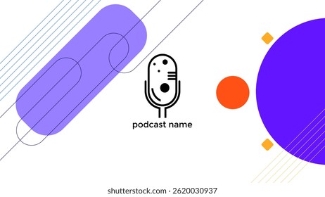 ABSTRACT TEMPLATE PODCAST FLAT COLOR WITH GEOMETRIC SHAPES DESIGN BACKGROUND VECTOR. GOOD FOR COVER, BANNER, WEB,SOCIAL MEDIA