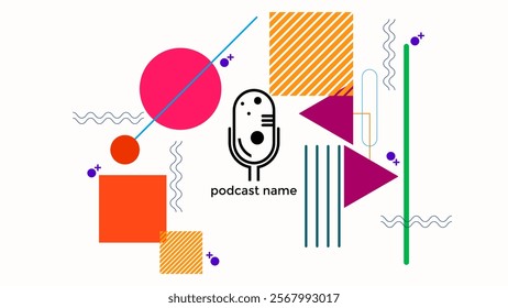 ABSTRACT TEMPLATE PODCAST FLAT PASTEL COLOR WITH GEOMETRIC SHAPES DESIGN BACKGROUND VECTOR. GOOD FOR COVER, BANNER, WEB,SOCIAL MEDIA