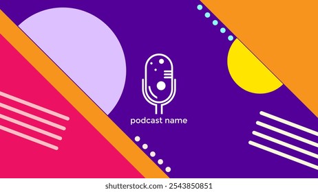ABSTRACT TEMPLATE PODCAST FLAT PURPLE COLOR BACKGROUND VECTOR. GOOD FOR COVER DESIGN, BANNER, WEB,SOCIAL MEDIA