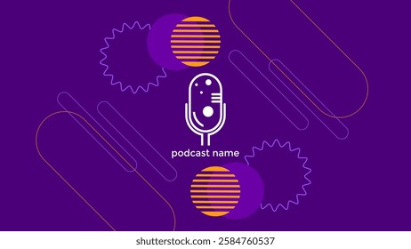 ABSTRACT TEMPLATE PODCAST FLAT PURPLE COLOR BACKGROUND WITH GEOMETRIC SHAPES DESIGN VECTOR. GOOD FOR COVER DESIGN, BANNER, WEB,SOCIAL MEDIA