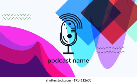 VECTOR DE FONDO DE DISEÑO DE MICRÓFONOS DE PODCAST DE PLANTILLA ABSTRACTA. BUENO PARA EL DISEÑO DE CUBIERTA, BANNER, WEB, MEDIOS SOCIALES