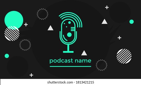 ABSTRAKTER TEMPLATENPODCAST MIKROFONFLACHENFLACHENFLACHT FARBFARBE, DESIGN HINTERGRUND VEKTOR. GUT FÜR COVER DESIGN, BANNER, WEB, SOZIALE MEDIEN