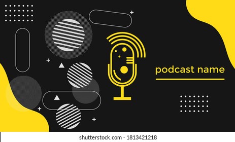 PLANTILLA ABSTRACTA PODCAST VECTOR DE FONDO DE DISEÑO LÍQUIDO DE COLOR PLANO DE MICRÓFONO PLANO. BUENO PARA EL DISEÑO DE CUBIERTA, BANNER, WEB, MEDIOS SOCIALES