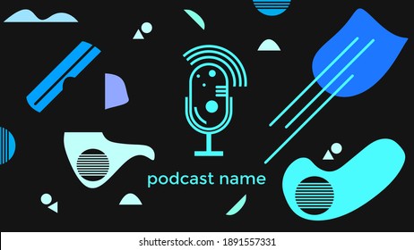 ABSTRACT TEMPLATE PODCAST MICROPHONE FLAT COLOR LIQUID DESIGN BACKGROUND VECTOR. GOOD FOR COVER DESIGN, BANNER, WEB,SOCIAL MEDIA