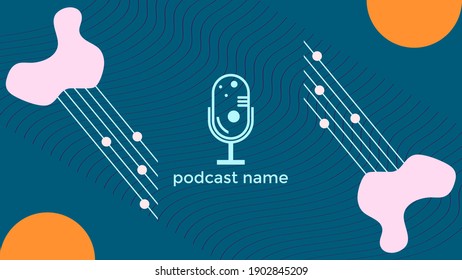PLANTILLA ABSTRACTA PODCAST VECTOR DE FONDO DE DISEÑO LÍQUIDO DE COLOR PLANO DE MICRÓFONO PLANO. BUENO PARA EL DISEÑO DE CUBIERTA, BANNER, WEB, MEDIOS SOCIALES