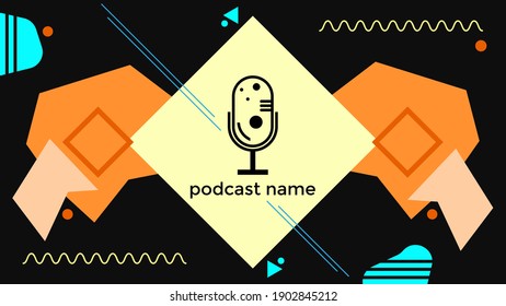 ABSTRACT TEMPLATE PODCAST MICROPHONE FLAT COLOR LIQUID DESIGN BACKGROUND VECTOR. GOOD FOR COVER DESIGN, BANNER, WEB,SOCIAL MEDIA