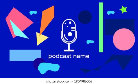 ABSTRACT TEMPLATE PODCAST MICROPHONE FLAT COLOR LIQUID DESIGN BACKGROUND VECTOR. GOOD FOR COVER DESIGN, BANNER, WEB,SOCIAL MEDIA
