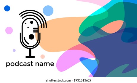 ABSTRACT TEMPLATE PODCAST MICROPHONE FLAT COLOR LIQUID DESIGN BACKGROUND VECTOR. GOOD FOR COVER DESIGN, BANNER, WEB,SOCIAL MEDIA