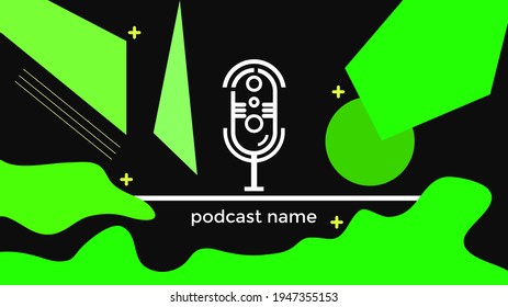 PLANTILLA ABSTRACTA PODCAST VECTOR DE FONDO DE DISEÑO LÍQUIDO DE COLOR PLANO DE MICRÓFONO PLANO. BUENO PARA EL DISEÑO DE CUBIERTA, BANNER, WEB, MEDIOS SOCIALES