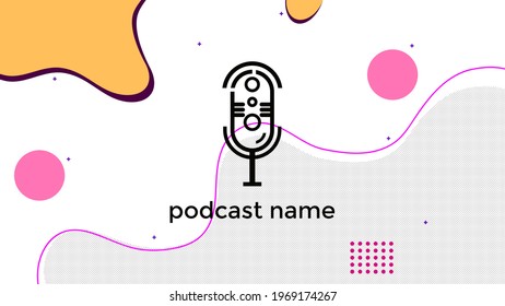 ABSTRACT TEMPLATE PODCAST MICROPHONE FLAT COLOR LIQUID DESIGN BACKGROUND VECTOR. GOOD FOR COVER DESIGN, BANNER, WEB,SOCIAL MEDIA