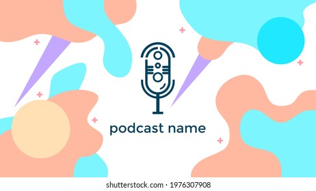 ABSTRACT TEMPLATE PODCAST MICROPHONE FLAT COLOR LIQUID DESIGN BACKGROUND VECTOR. GOOD FOR COVER DESIGN, BANNER, WEB,SOCIAL MEDIA