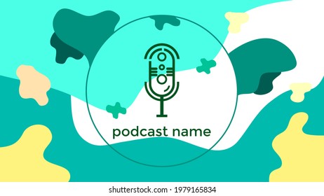 ABSTRACT TEMPLATE PODCAST MICROPHONE FLAT COLOR LIQUID DESIGN BACKGROUND VECTOR. GOOD FOR COVER DESIGN, BANNER, WEB,SOCIAL MEDIA