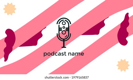 ABSTRACT TEMPLATE PODCAST MICROPHONE FLAT COLOR LIQUID DESIGN BACKGROUND VECTOR. GOOD FOR COVER DESIGN, BANNER, WEB,SOCIAL MEDIA