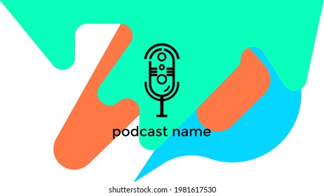 PLANTILLA ABSTRACTA PODCAST VECTOR DE FONDO DE DISEÑO LÍQUIDO DE COLOR PLANO DE MICRÓFONO PLANO. BUENO PARA EL DISEÑO DE CUBIERTA, BANNER, WEB, MEDIOS SOCIALES