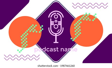 ABSTRACT TEMPLATE PODCAST MICROPHONE FLAT COLOR LIQUID DESIGN BACKGROUND VECTOR. GOOD FOR COVER DESIGN, BANNER, WEB,SOCIAL MEDIA