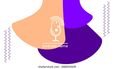 ABSTRACT TEMPLATE PODCAST MICROPHONE FLAT COLOR LIQUID DESIGN BACKGROUND VECTOR. GOOD FOR COVER DESIGN, BANNER, WEB,SOCIAL MEDIA