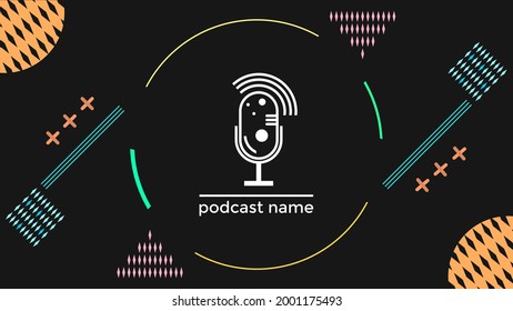 PLANTILLA ABSTRACTA PODCAST VECTOR DE FONDO DE DISEÑO LÍQUIDO DE COLOR PLANO DE MICRÓFONO PLANO. BUENO PARA EL DISEÑO DE CUBIERTA, BANNER, WEB, MEDIOS SOCIALES