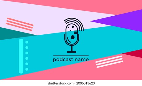 ABSTRACT TEMPLATE PODCAST MICROPHONE FLAT COLOR LIQUID DESIGN BACKGROUND VECTOR. GOOD FOR COVER DESIGN, BANNER, WEB,SOCIAL MEDIA