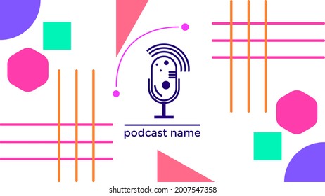 ABSTRACT TEMPLATE PODCAST MICROPHONE FLAT COLOR LIQUID DESIGN BACKGROUND VECTOR. GOOD FOR COVER DESIGN, BANNER, WEB,SOCIAL MEDIA