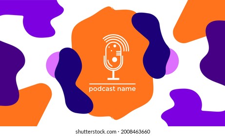 ABSTRACT TEMPLATE PODCAST MICROPHONE FLAT COLOR LIQUID DESIGN BACKGROUND VECTOR. GOOD FOR COVER DESIGN, BANNER, WEB,SOCIAL MEDIA