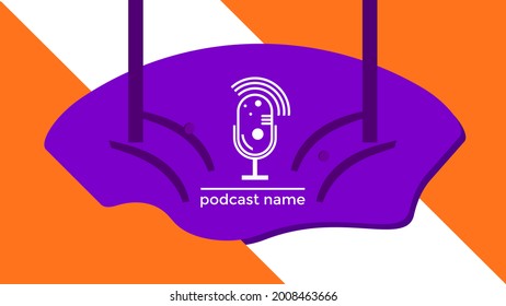 ABSTRAKTER TEMPLATENPODCAST MIKROFONFLACHENFLACHENFLACHT FARBFARBE, DESIGN HINTERGRUND VEKTOR. GUT FÜR COVER DESIGN, BANNER, WEB, SOZIALE MEDIEN