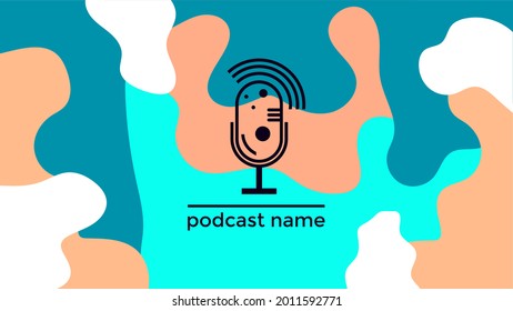 ABSTRACT TEMPLATE PODCAST MICROPHONE FLAT COLOR LIQUID DESIGN BACKGROUND VECTOR. GOOD FOR COVER DESIGN, BANNER, WEB,SOCIAL MEDIA