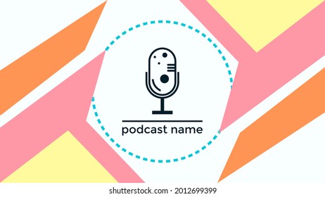 ABSTRAKTER TEMPLATENPODCAST MIKROFONFLACHENFLACHENFLACHT FARBFARBE, DESIGN HINTERGRUND VEKTOR. GUT FÜR COVER DESIGN, BANNER, WEB, SOZIALE MEDIEN