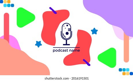 PLANTILLA ABSTRACTA PODCAST VECTOR DE FONDO DE DISEÑO LÍQUIDO DE COLOR PLANO DE MICRÓFONO PLANO. BUENO PARA EL DISEÑO DE CUBIERTA, BANNER, WEB, MEDIOS SOCIALES