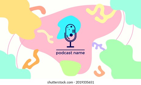 ABSTRACT TEMPLATE PODCAST MICROPHONE FLAT COLOR LIQUID DESIGN BACKGROUND VECTOR. GOOD FOR COVER DESIGN, BANNER, WEB,SOCIAL MEDIA