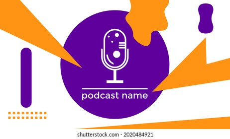 ABSTRACT TEMPLATE PODCAST MICROPHONE FLAT COLOR LIQUID DESIGN BACKGROUND VECTOR. GOOD FOR COVER DESIGN, BANNER, WEB,SOCIAL MEDIA