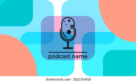PLANTILLA ABSTRACTA PODCAST VECTOR DE FONDO DE DISEÑO LÍQUIDO DE COLOR PLANO DE MICRÓFONO PLANO. BUENO PARA EL DISEÑO DE CUBIERTA, BANNER, WEB, MEDIOS SOCIALES